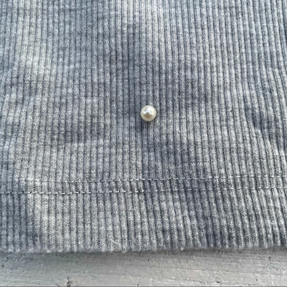 Zara Trafaluc Grey and White Pearl Top, Small - Picture 3 of 6